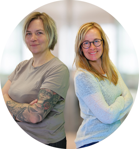 Zwi Mitarbeiterinnen im Team